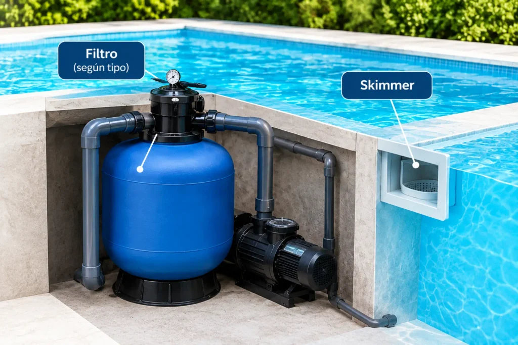 Reparación de filtro y skimmer de piscina